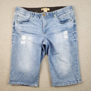 Democracy Jeans Womens 16 Blue Denim Shorts Mid Rise Bermuda Ab Solution Stretch